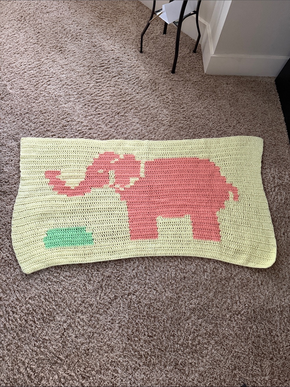 Handmade Pink Elephant Crochet blanket - Unbranded